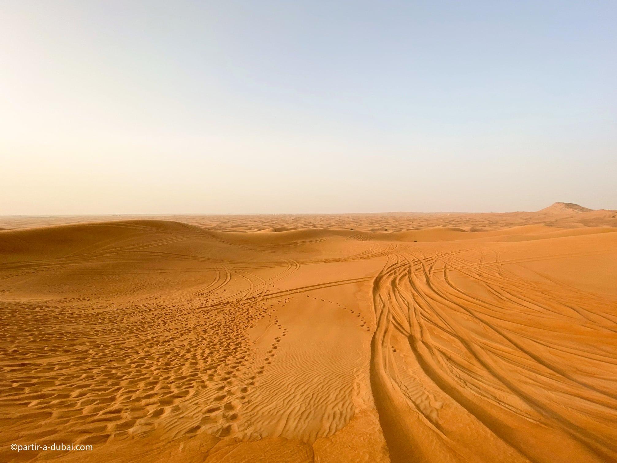 Étendue de sable dans le désert à Dubai