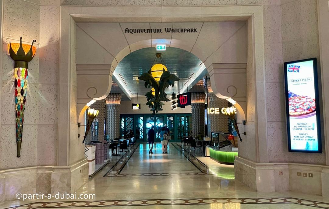 Entrance to Aquaventure Waterpark inside the shopping mall at the Atlantis Hotel in Dubai