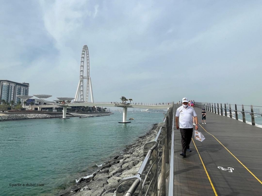 The Bluewaters Pedestrian Bridge, which provides access to Ain Dubai