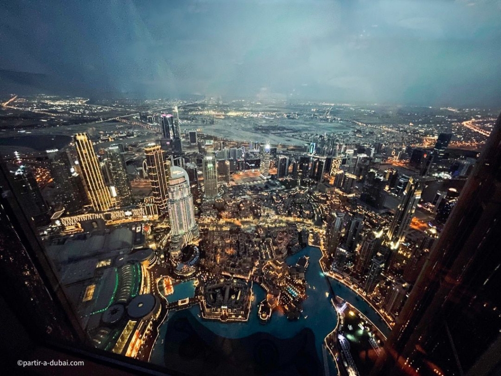 View from the 124th floor of the Burj Khalifa at dusk