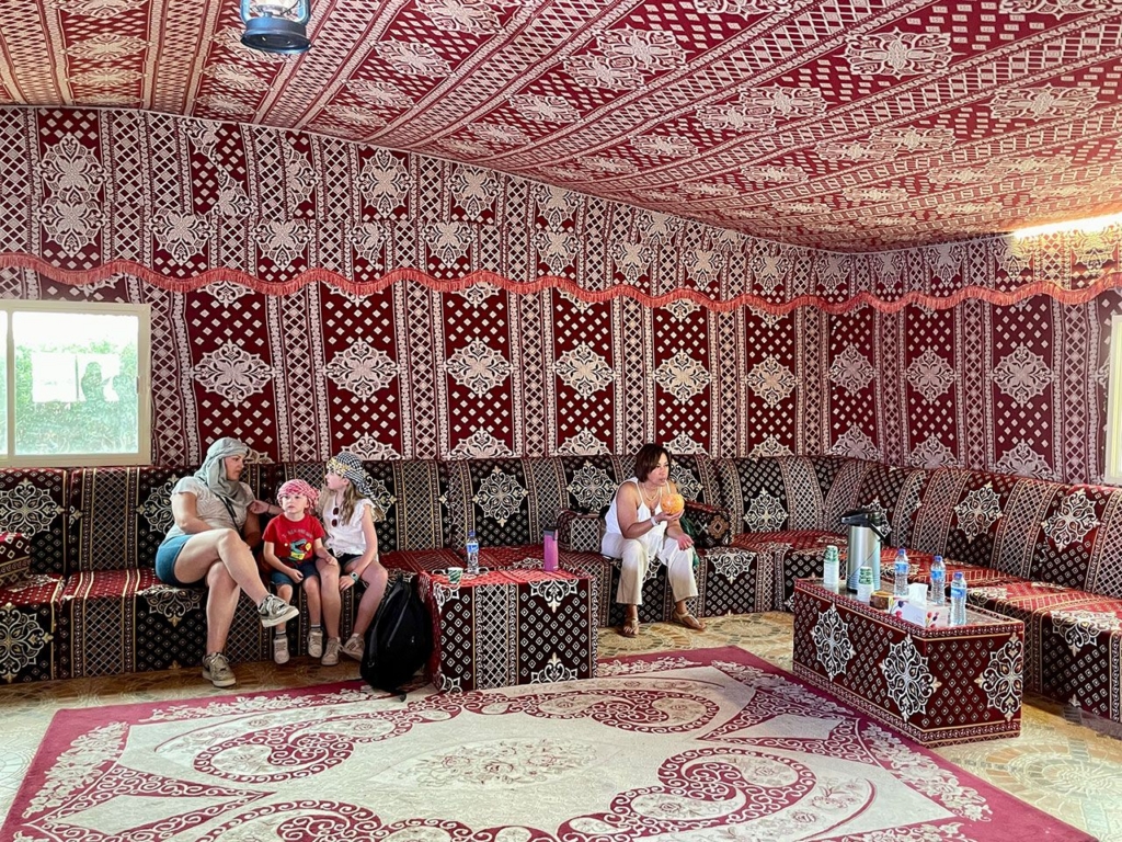 Inside a tent in the Dubai desert