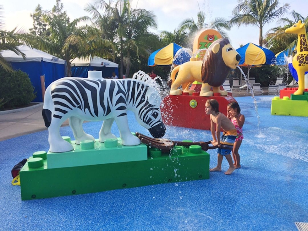Animal-themed water play area at Lego Waterpark in Dubai