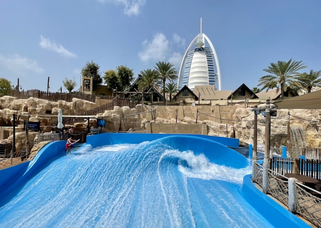 Wipeout and Riptide, the surf simulator at Wild Wadi Waterpark in Dubai